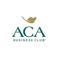 Logo for ACA Business Club in green and gold with a leaf icon above the wordmark.