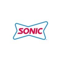 Blue and red bow-tie shaped logo for the Sonic drive-in restaurant chain.